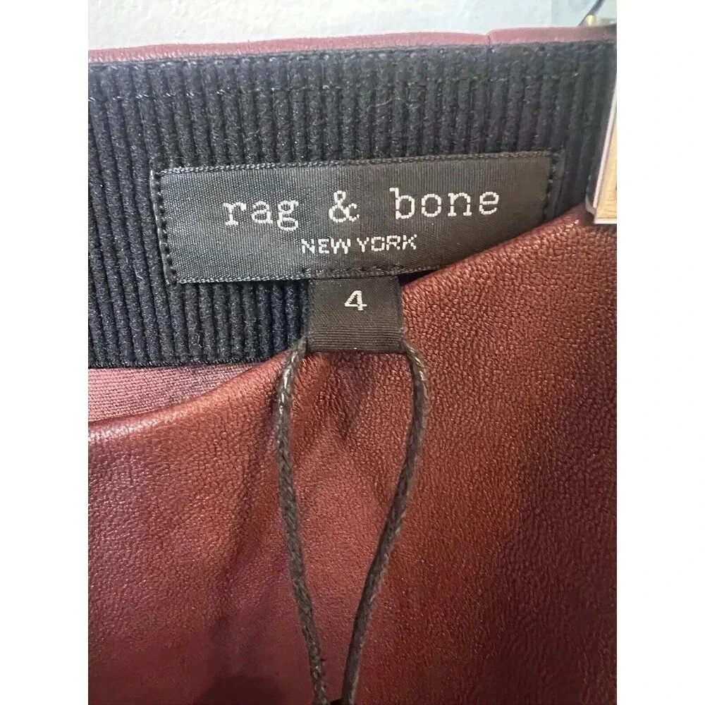 Rag & Bone Simone Lamb Leather Pants Women's 4 Stretchy NWT Brown - Picture 4 of 11